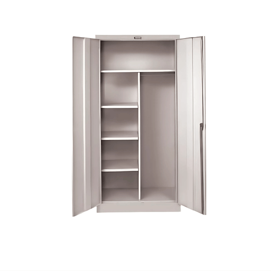 Centerline Dynamics Medsafe Antimicrobial Kd Cabinets Hallowell Stationary Combination Cabinet, 36"W  x 18"D x 78"H, 711 Light Gray - Antimicrobial, Single Tier, Double Solid Door, 1-Wide