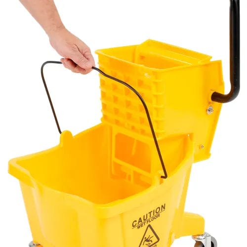 Centerline Dynamics Mops Carlisle Commercial Mop Bucket with Side-Press Wringer 26 Quart, Yellow - 3690804
