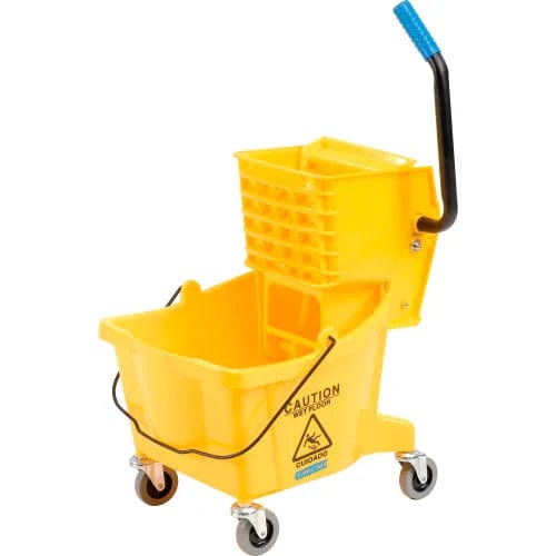 Centerline Dynamics Mops Carlisle Commercial Mop Bucket with Side-Press Wringer 26 Quart, Yellow - 3690804