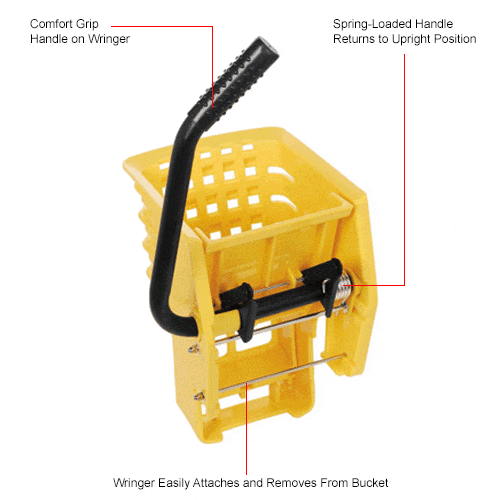 Centerline Dynamics Mops Global Industrial™ Mop Bucket & Wringer Combo, 38 Qt., Side Press, Yellow