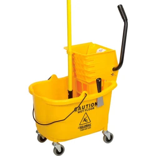 Centerline Dynamics Mops Global Industrial™ Mop Bucket & Wringer Combo, 38 Qt., Side Press, Yellow