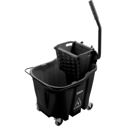 Centerline Dynamics Mops Mop Bucket Combo w/ Sidepress Wringer, 35 qt Bucket Capacity, Black