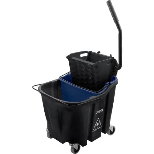 Centerline Dynamics Mops Mop Bucket Combo w/ Sidepress Wringer & Soiled Water Insert, 35 qt Bucket Capacity, Black