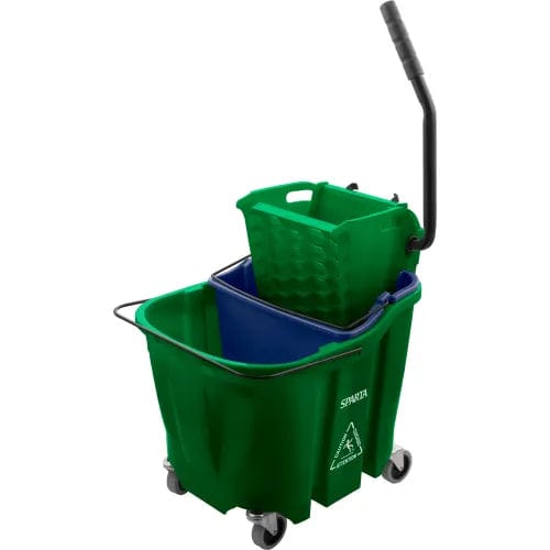 Centerline Dynamics Mops Mop Bucket Combo w/ Sidepress Wringer & Soiled Water Insert, 35 qt Bucket Capacity, Green
