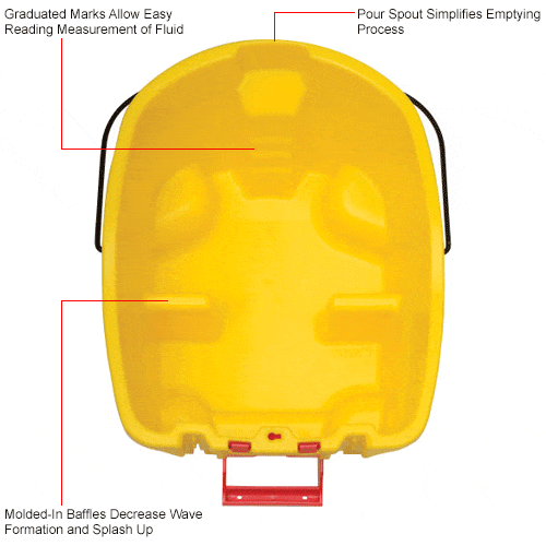 Centerline Dynamics Mops Rubbermaid WaveBrake® 2.0 Mop Bucket & Wringer Combo w/Down Press, 35 Qt. FG757788YEL