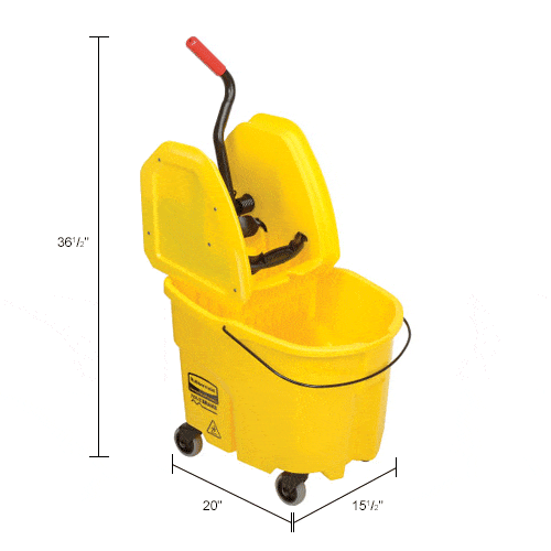 Centerline Dynamics Mops Rubbermaid WaveBrake® 2.0 Mop Bucket & Wringer Combo w/Down Press, 35 Qt. FG757788YEL