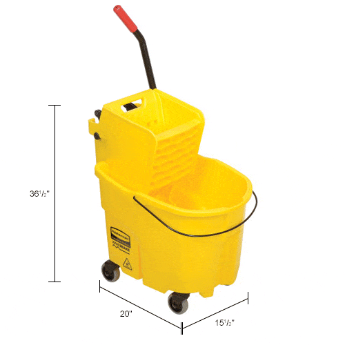 Centerline Dynamics Mops Rubbermaid WaveBrake® 2.0 Mop Bucket & Wringer Combo w/Side Press, 26-35 Qt. 7580-88