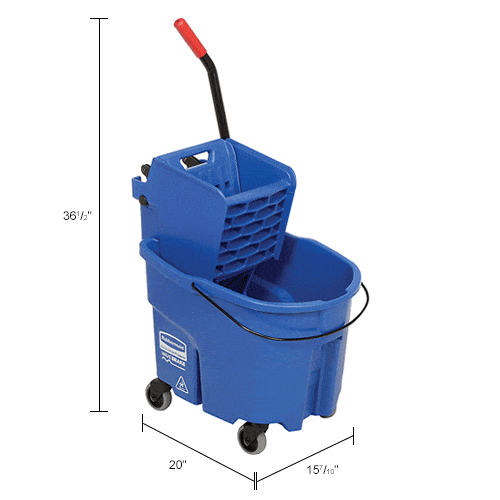 Centerline Dynamics Mops Rubbermaid WaveBrake® 2.0 Side Press Mop Bucket & Wringer Combo 26-35 Qt. - Blue