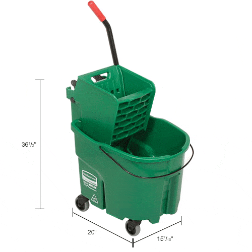 Centerline Dynamics Mops Rubbermaid WaveBrake® 2.0 Side Press Mop Bucket & Wringer Combo 26-35 Qt. - Green