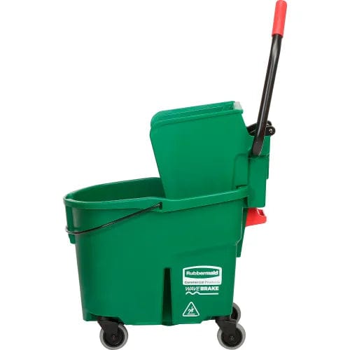 Centerline Dynamics Mops Rubbermaid WaveBrake® 2.0 Side Press Mop Bucket & Wringer Combo 26-35 Qt. - Green