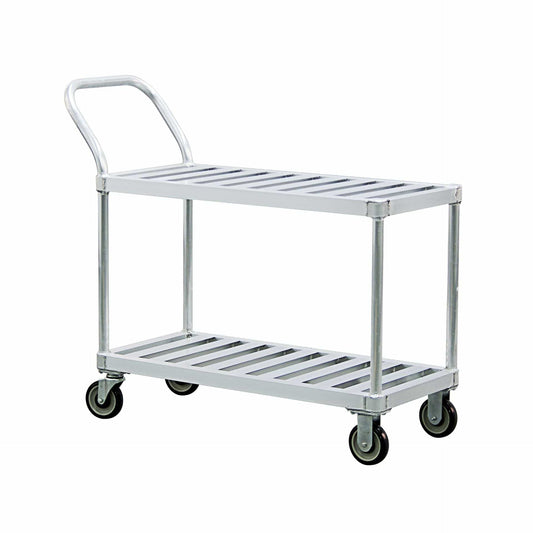 Centerline Dynamics New Age Industrial Carts New Age Industrial Produce/Stocking Cart, with Handle, T-Bar Top and Bottom Shelves, 19"W x 42"H x 48"L, Shelf Spacing = 20", Weight Capacity = 1000lbs, NSF 1420