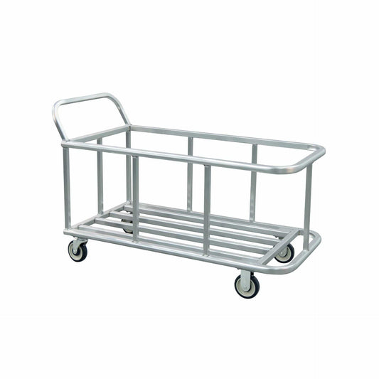 Centerline Dynamics New Age Industrial Carts New Age Industrial Trashcan Cart, All Aluminum, Two Can Capacity, Heavy-Duty Plate Type Casters, 56.94"L x 26"W x 27"H. 98934