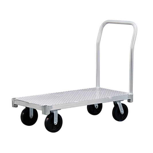 Centerline Dynamics New Age Industrial Trucks New Age Industrial Platform Truck with Tread Plate Deck, 24 X 48 Deck Size, Weight Capacity = 2600lbs, 6" Casters, 24" x 41" x 51" PT2448P6