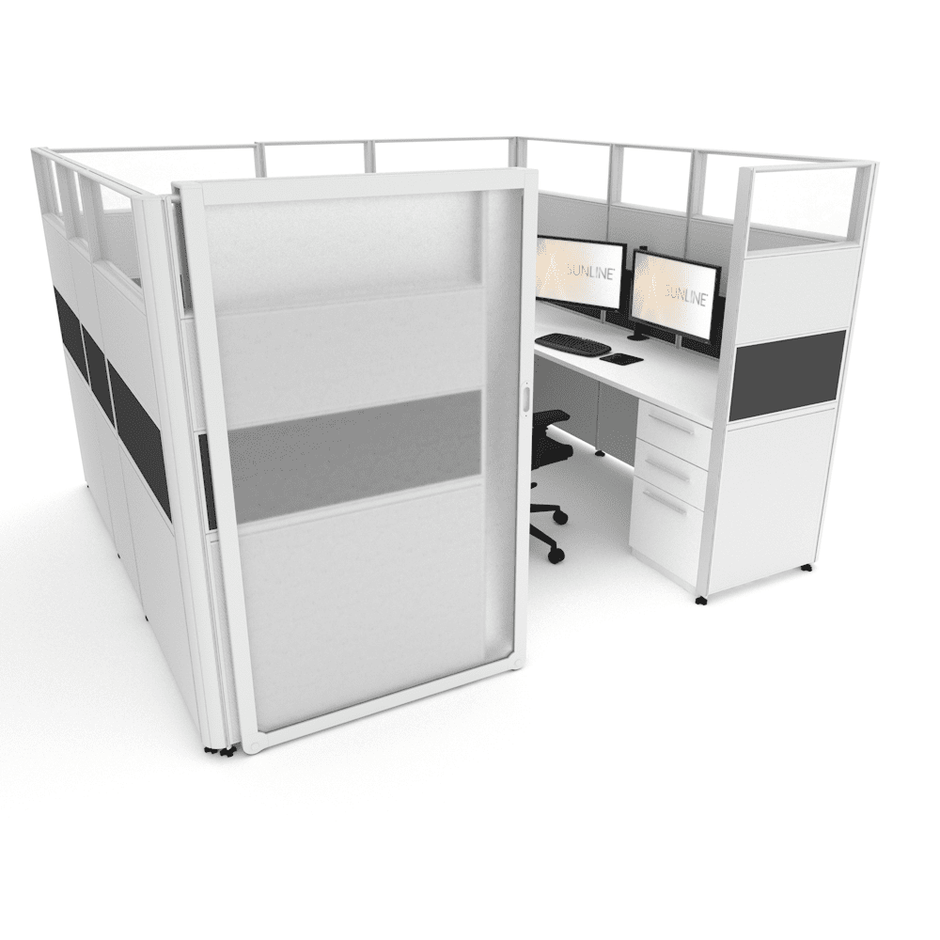 Sunline Signature 8’x6′ – 65″ High Office Cubicle With Sliding Door ...