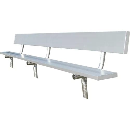 Centerline Dynamics Outdoor Seating 10' Aluminum Team Bench w/ Back, In Ground Mount