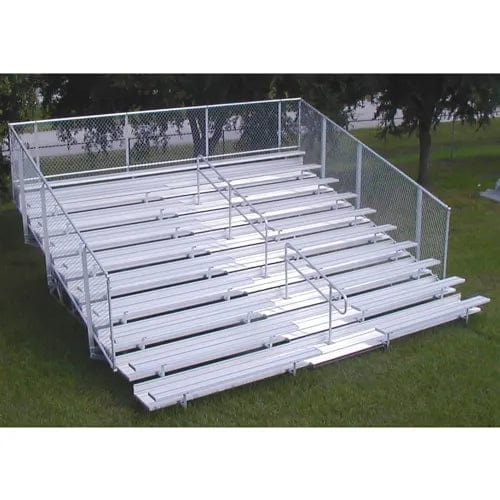 Centerline Dynamics Outdoor Seating 10 Row GTG Aluminum Bleacher with Mid-Aisle & Guardrail, 21' Long, Double Footboard