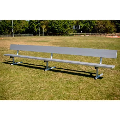 Centerline Dynamics Outdoor Seating 12' Aluminum Team Bench w/ Back & Galvanized Steel Frame