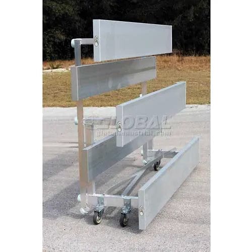 Centerline Dynamics Outdoor Seating 2 Row National Rep Tip N Roll Aluminum Bleacher, 15' Long, Double Footboard