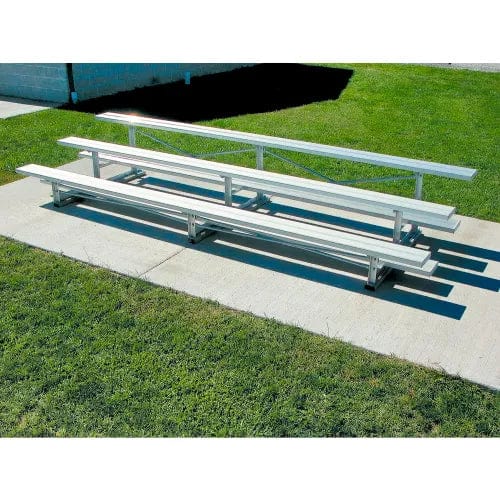 Centerline Dynamics Outdoor Seating 3 Row National Rep Tip N Roll Aluminum Bleacher, 15'W, Single Footboard