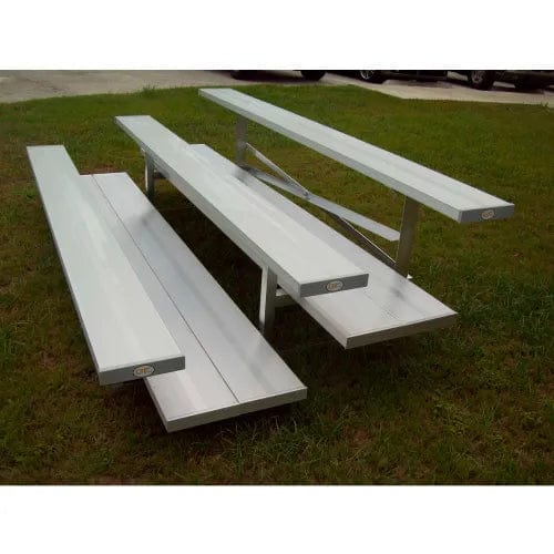 Centerline Dynamics Outdoor Seating 3 Row Universal Low Rise Aluminum Bleacher, 15' Long, Double Footboard