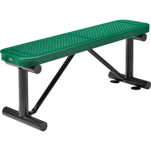 Centerline Dynamics Outdoor Seating 4' Outdoor Steel Flat Bench, Perforated Metal, Green