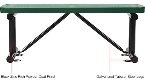 Centerline Dynamics Outdoor Seating 4' Outdoor Steel Flat Bench, Perforated Metal, Green