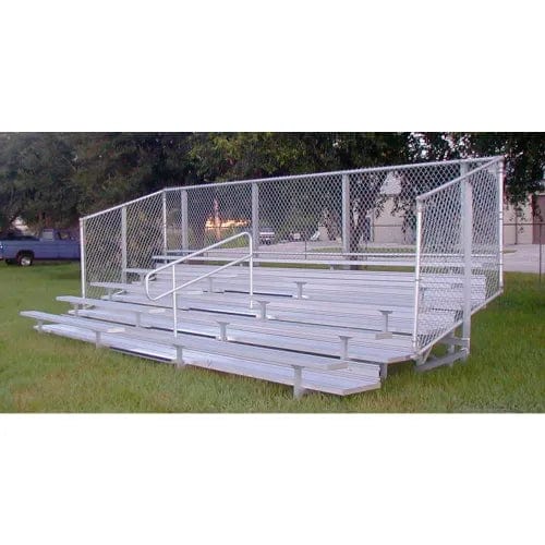 Centerline Dynamics Outdoor Seating 4 Row GTG Aluminum Bleacher with Mid-Aisle & Guardrail, 21' Long, Double Footboard