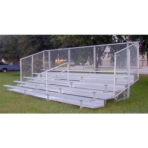 Centerline Dynamics Outdoor Seating 4 Row GTG Aluminum Bleacher with Mid-Aisle & Guardrail, 33' Long, Double Footboard