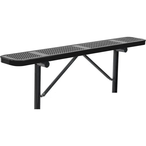 Centerline Dynamics Outdoor Seating 6' Outdoor Steel Flat Bench, Perforated Metal, In Ground Mount, Black