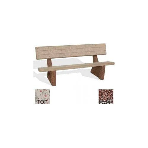 Centerline Dynamics Outdoor Seating 72" Commercial Concrete Bench, Polished White Bench/Red Quartzite Frame