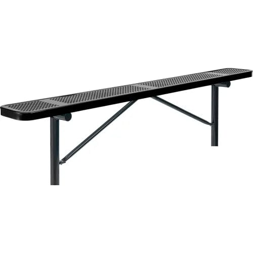 Centerline Dynamics Outdoor Seating 8' Outdoor Steel Flat Bench, Perforated Metal, In Ground Mount, Black