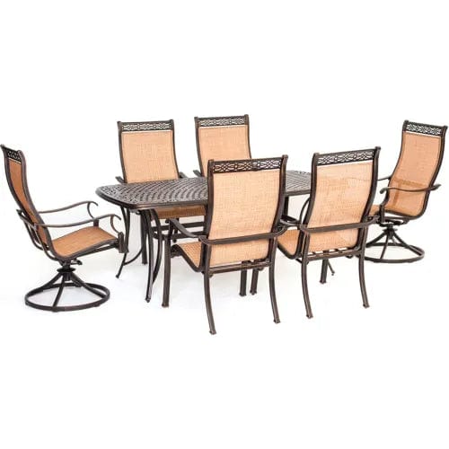 Centerline Dynamics Outdoor Seating Manor 7 Piece Outdoor Dining Set w/ 2 Swivel Rockers, Cedar