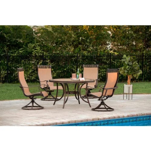 Centerline Dynamics Outdoor Seating Monaco 5 Piece Outdoor Dining Set w/ 4 Sling Swivel Rockers