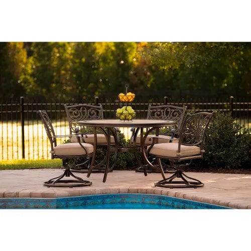 Centerline Dynamics Outdoor Seating Monaco 5 Piece Patio Dining Set w/ 4 Swivel Rockers