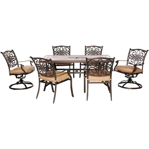 Centerline Dynamics Outdoor Seating Monaco 7 Piece Dining Set, Natural Oat