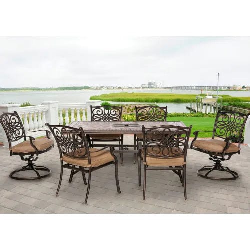 Centerline Dynamics Outdoor Seating Monaco 7 Piece Dining Set, Natural Oat