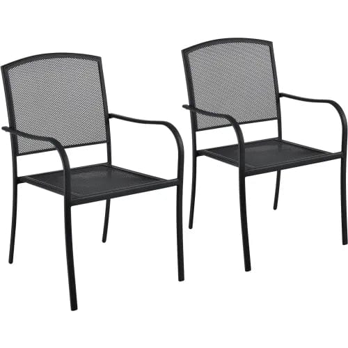 Centerline Dynamics Outdoor Seating Outdoor Café Stacking Armchair, Steel Mesh, Black, 2 Pack