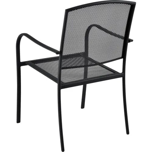 Centerline Dynamics Outdoor Seating Outdoor Café Stacking Armchair, Steel Mesh, Black, 2 Pack