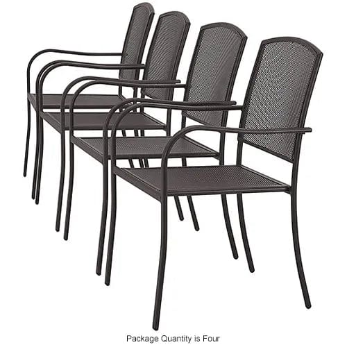 Centerline Dynamics Outdoor Seating Outdoor Café Stacking Armchair, Steel Mesh, Bronze, 4 Pack