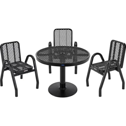 Centerline Dynamics Outdoor Seating Outdoor Dining Set, 36" Round x 29"H Table & 4 Chairs, Black