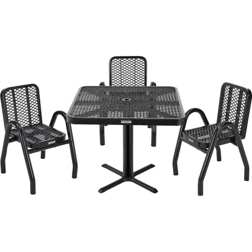 Centerline Dynamics Outdoor Seating Outdoor Dining Set, 36" Square x 29"H Table & 4 Chairs, Black