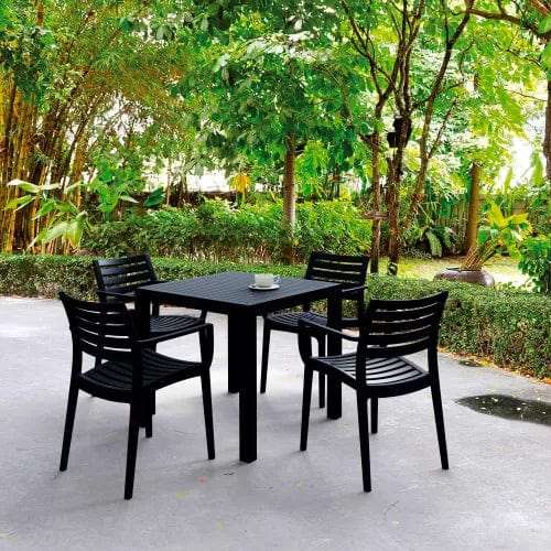 Centerline Dynamics Outdoor Seating Siesta Artemis 5 Piece Outdoor Dining Set, 31-1/2"W x 29"H Table, Black