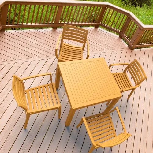 Centerline Dynamics Outdoor Seating Siesta Artemis 5 Piece Outdoor Dining Set, 31-1/2"W x 29"H Table, Teak Brown