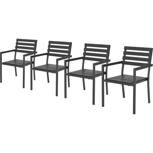 Centerline Dynamics Outdoor Seating Stackable Outdoor Dining Arm Chair, Black, 4 Pack