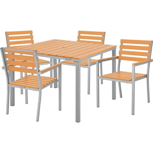 Centerline Dynamics Outdoor Seating Stackable Outdoor Dining Arm Chair, Tan, 4 Pack