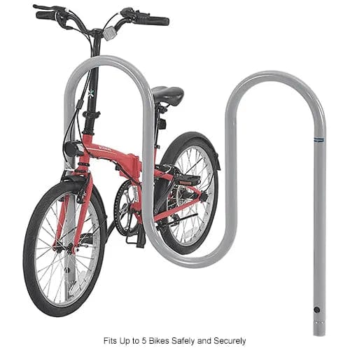 Centerline Dynamics Outdoor Structures & Storage Wave Bike Rack, 5-Bike Capacity, Below Ground Mount, Gray