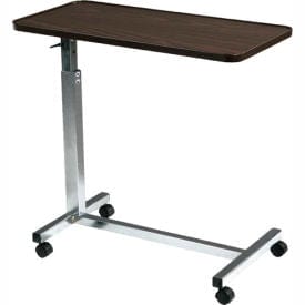 Centerline Dynamics Overbed Table Deluxe Tilt Top Overbed Table, 29.5"- 46" Height, Chrome Plated Base, 30"W x 15"D Tabletop