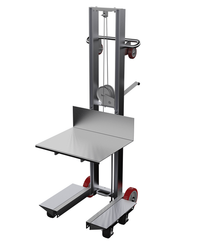 Centerline Dynamics Portable Load Lifters Vestil Aluminum Lite Load Lift With Winch, Swivel Casters and Manual Floor Lock 24 In. x 20 In. Platform 400 Lb. Capacity