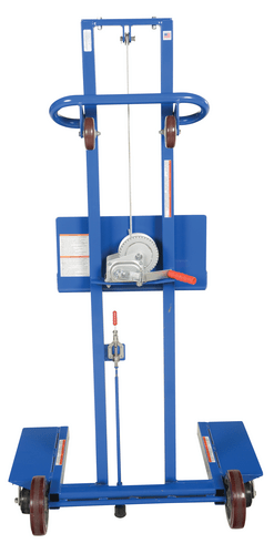 Centerline Dynamics Portable Load Lifters Vestil Steel Low Profile Lite Load Lift With Winch, Swivel Casters and Manual Floor Lock 20 In. x 20 In. Platform 400 Lb. Capacity