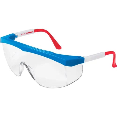 Centerline Dynamics PPE MCR Safety SS130 Stratos® Safety Glasses, Red/White/Blue Frame, Clear Lens